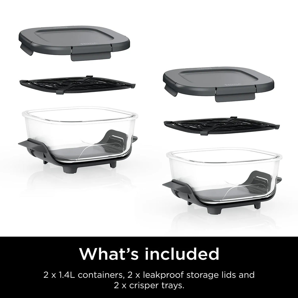 Ninja Crispi 1.4L CleanCrisp Glass Container 2-Pack